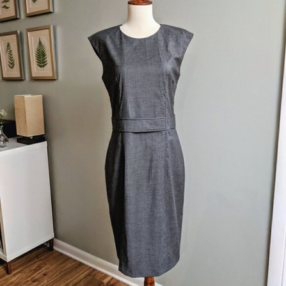 Hugo Boss Gray Denola Wool Blend Sheath Dress Size 12 - Picture 2 of 6